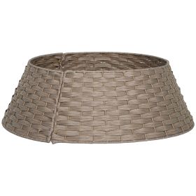 27 Inch Rustic Christmas Tree Skirt, Plastic Woven Christmas Tree Collar For Party, Holiday, Home Decoration, Coffee