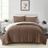 Queen Plush Microfiber Reversible Comforter Set in Chocolate