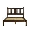 Queen size Solid Pine Wood Platform Bed with Headboard in Espresso