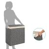 Folding 2-Bin Grey PE Wicker Linen Liner Laundry Hamper w/ Handles