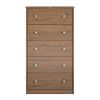 Modern 5-Drawer Bedroom Chest of Drawers in Rustic Walnut Wood Finish