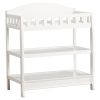 Modern White Wooden Baby Changing Table with Safety Rail Pad and Strap