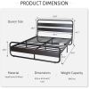 Queen Heavy Duty Round Metal Frame Platform Bed with Black Wood Panel Headboard