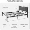 Queen Metal Platform Bed Frame with Gray Button Tufted Upholstered Headboard