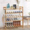 Bamboo 5-Shelf Multifunctional Shoe Rack - Holds up to 20 Pair of Shoes