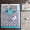 Twin / Twin XL 4-Piece Teal Blue Grey White Geometric Comforter Set