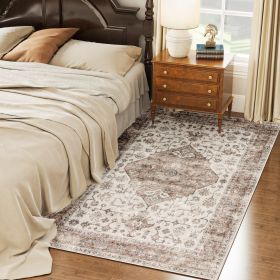 4x6 Area Rug, Vintage Machine Washable Rug, Non-Slip Floor Carpet For Living Room, Bedroom, Dining Room,brown