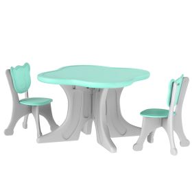 Qaba 3 Piece Kids Table and Chairs Set for 3-6 Years Old, Light Blue