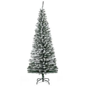 HOMCOM 6ft Artificial Snow Flocked Christmas Tree with Foldable Steel Stand Home Indoor Decoration Green