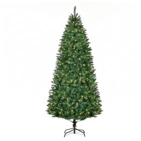 HOMCOM Slim Prelit Christmas Tree 7.5ft Warm White LED Lights Holiday Home Xmas Decoration Green