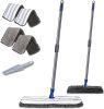 Two Sided Dust Mop Floor Cleaning System, MASTERTOP 360 Microfiber Mop with Stainless Steel Handle,Wet Dry Mop,Flat Flip Mops for Hardwood, Laminate