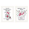 Trendy Decor 4U 2- Piece Vignette Cat & Dog Christmas Enjoyment White Framed Wall Art for Living Room