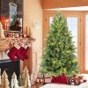 4FT Christmas Tree with 527 Tips and 150 Warm White LED Lights – PVC+PE Mixed Branches, Hinged Structure for Easy Setup