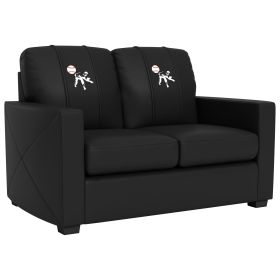 Silver Loveseat with Baseball Pitcher Logo Panel