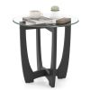 23.5 Inch Round End Side Table with Tempered Glass Tabletop