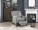 Modern Home Furniture Reclining Chair 1pc Gray Textured Fabric Upholstered Nailhead Trim Solid Wood Frame Self-Reclining Motion Chair
