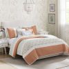 6 Piece Cotton Percale Quilt Set with Throw Pillows