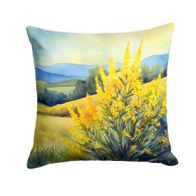 Kentucky Goldenrod in Watercolor Throw Pillow Machine Washable, Indoor Outdoor Decorative Pillow for Couch, Bed or Patio, 14Hx14W