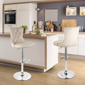 Velvet Bar Stools Set of 2 with Backrest - Swivel & Footrest - 30'' Counter Height