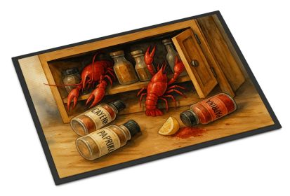 Crawfish and Spice Rack Doormat Front Door Mat Indoor Outdoor Rugs for Entryway, Non Slip Washable Low Pile, 24H X 36W