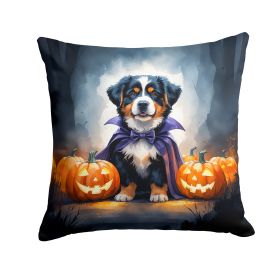 Bernese Mountain Dog Puppy Halloween Throw Pillow Machine Washable, Indoor Outdoor Decorative Pillow for Couch, Bed or Patio, 14Hx14W