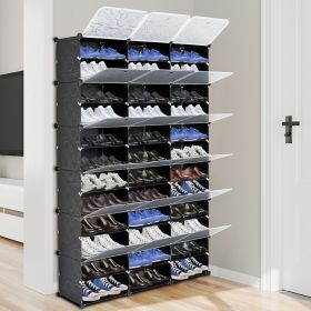 12-Tier Portable 72 Pair Shoe Rack Organizer 36 Grids Tower Shelf Storage Cabinet Stand Expandable for Heels Boots Slippers Black