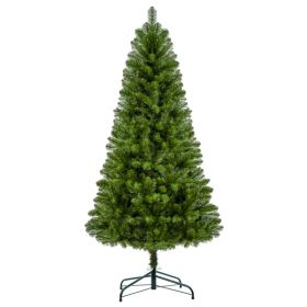 7FT Unlit Artificial Christmas Tree with 775 Tips, Full PVC Branches, Classic Green Holiday Tree with Sturdy Metal Stand for Indoor Home Decoration