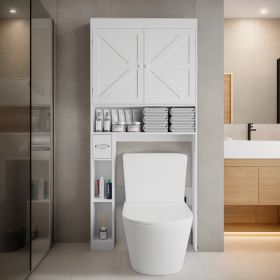 Over-The-Toilet Storage Cabinet with 2 Doors, Home Space-Saving Toilet Rack, Farmhouse Style for Bathroom, Restroom, Laundry