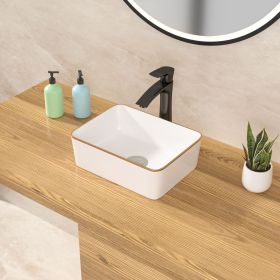 16x12 Inch Above Counter White Ceramic Rectangular Vessel Bathroom Sink