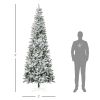HOMCOM 9ft Flocked Pencil Christmas Tree Artificial Xmas Decoration Automatic Open Green
