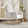 Modern Accent Rocking Chair Rocking Chair with Solid Wood Legs, Upholstered Nursery Glider Rocker, Comfy Armchair with Side Pocket
