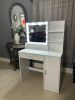Vanity Desk with Mirror & Light, Large Drawer Three Level Storage Dresser, 3 Lighting Modes Adjustable Brightness, Bedroom Dressing Table(white)