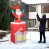 Outsunny 7FT Christmas Inflatable Santa in Chimney Up and Down, Blow Up Decoration with Built-in LED Lights for Indoor Party