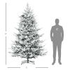 HOMCOM 8ft Pine Snow Flocked Artificial Christmas Tree with 1479 Realistic Cedar Branches, Auto Open, Home Holiday Decoration, Green