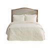 3 Piece Split Corner Pleated Quilted Bedspread Cream King