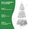 5ft White Christmas Tree with Memory Wire, 498 Tips Hinged Artificial PVC Tree