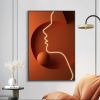 Modern Orange Abstract People Wall Decor Person Print Art with Frame Living Room
