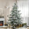HOMCOM 8ft Pine Snow Flocked Artificial Christmas Tree with 1479 Realistic Cedar Branches, Auto Open, Home Holiday Decoration, Green