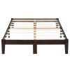 Full size Solid Wood Platform Bed Frame in Dark Brown Finish