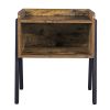 Modern Stacking Open Shelf Nightstand End Table in Medium Brown Wood Finish