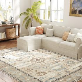 8x10 Area Rug, Indoor Boho Machine Washable Carpet For Living Room, Bedroom, Dining Room, Kitchen, Blue (Option: blue)