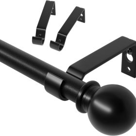 Curtain Rods For Windows 28 To 48 Inch, Black Curtain Rod Set With Brackets, Splicing Adjustable Metal Drapery Rod For Bedroom, Kitchen, Living R (Option: black)