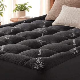 Queen Mattress Topper Viscose Derived From Bamboo, Cooling Thick Pillow Top Mattress Pad With Deep Pocket For 8-21 Mattress, Soft Breathable Matt (Option: Black-80x78 inches)