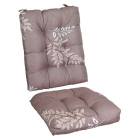 Multiple Color Options - Rocking Chair Cushion Set Upper And Lower Back And Seat Sets With Non-Slip Ties Polyester Fiber Filling Comfortable For (Color: CoffeeGreyLeaf)