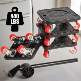 "The Last Furniture Mover You'll Need - 550Lb Capacity, 4-Piece Kit with Swivel Wheels for Effortless Relocation" (Option: black)