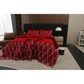 3-Piece Lace Embroidered Comforter Set with 2 Pillow Shams, Elegant Floral Bedding for Queen, King and California King Beds (Option: Brown-Queen)