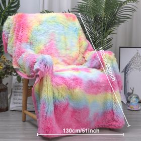 1 Piece Shaggy Blanket Plush Faux Fur Blanket For Bed Sofa Ultra Soft Luxury Sherpa Blanket Rainbow Colorful  Blanket (Option: 130x160cm-Pink)