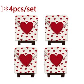 Red Heart Stretch Dining Chair Covers 4-8-12 PCS Washable Chair Protectors (Option: 4pcs)