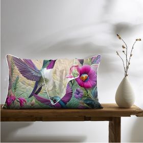 2 Pcs Of Tropical Hummingbird Art Bedroom Satin Printed Soft And Skin Friendly Pillowcase Suitable For All Seasons (Option: 51x66cm-Purple)
