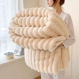 Luxurious Faux Rabbit Fur Blanket - Soft, Warm, And Comfortable, Perfect For Sofas, Beds, Offices, And Travel - A Versatile, All-season Gift And (Option: Beige-79in X 90in 200 X 230cm)